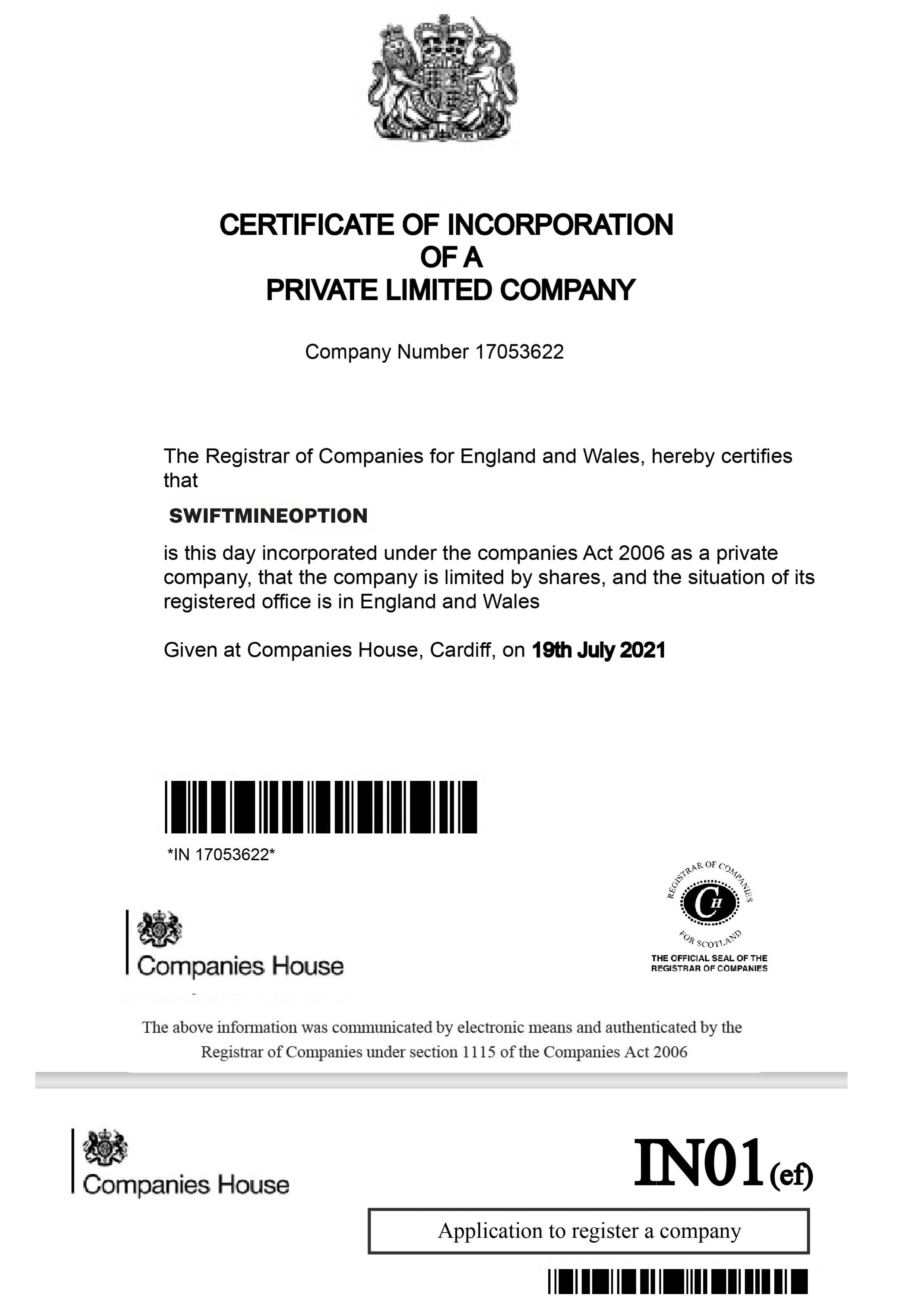 certificate